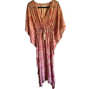 Rujuta Sheth for Anthropologie Pink Abstract Floral Kaftan One Size